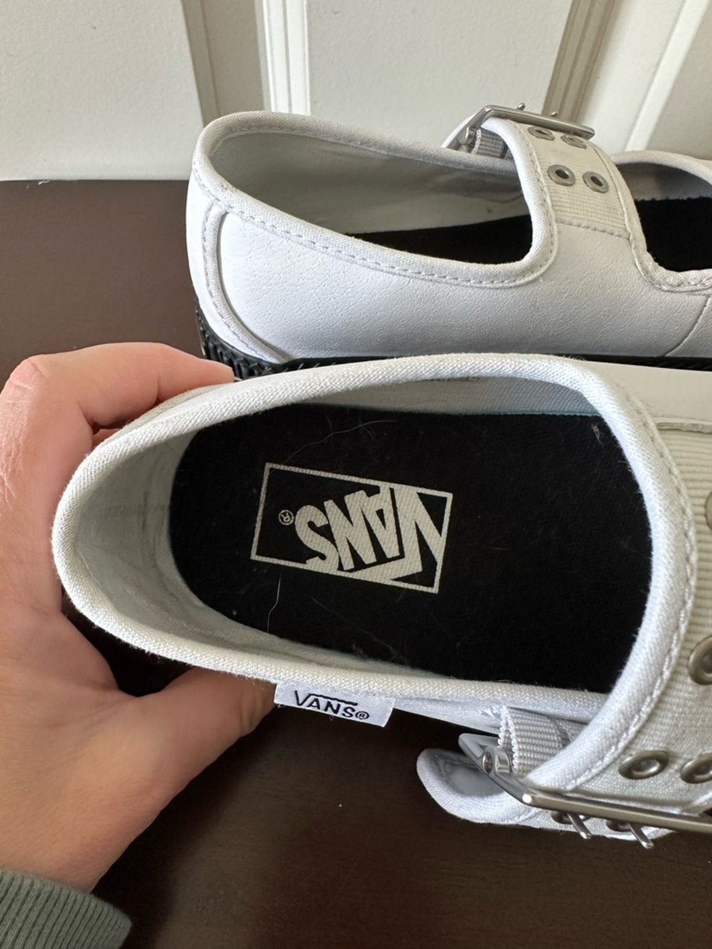 Vans White Mary Jane Creeper Buckle Shoe Size 7.5 - Picture 5 of 11